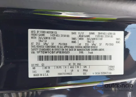 2018 Ford F-150 Xlt z USA, uszkodzony, nr VIN 1FTEW1CB7JFB39323